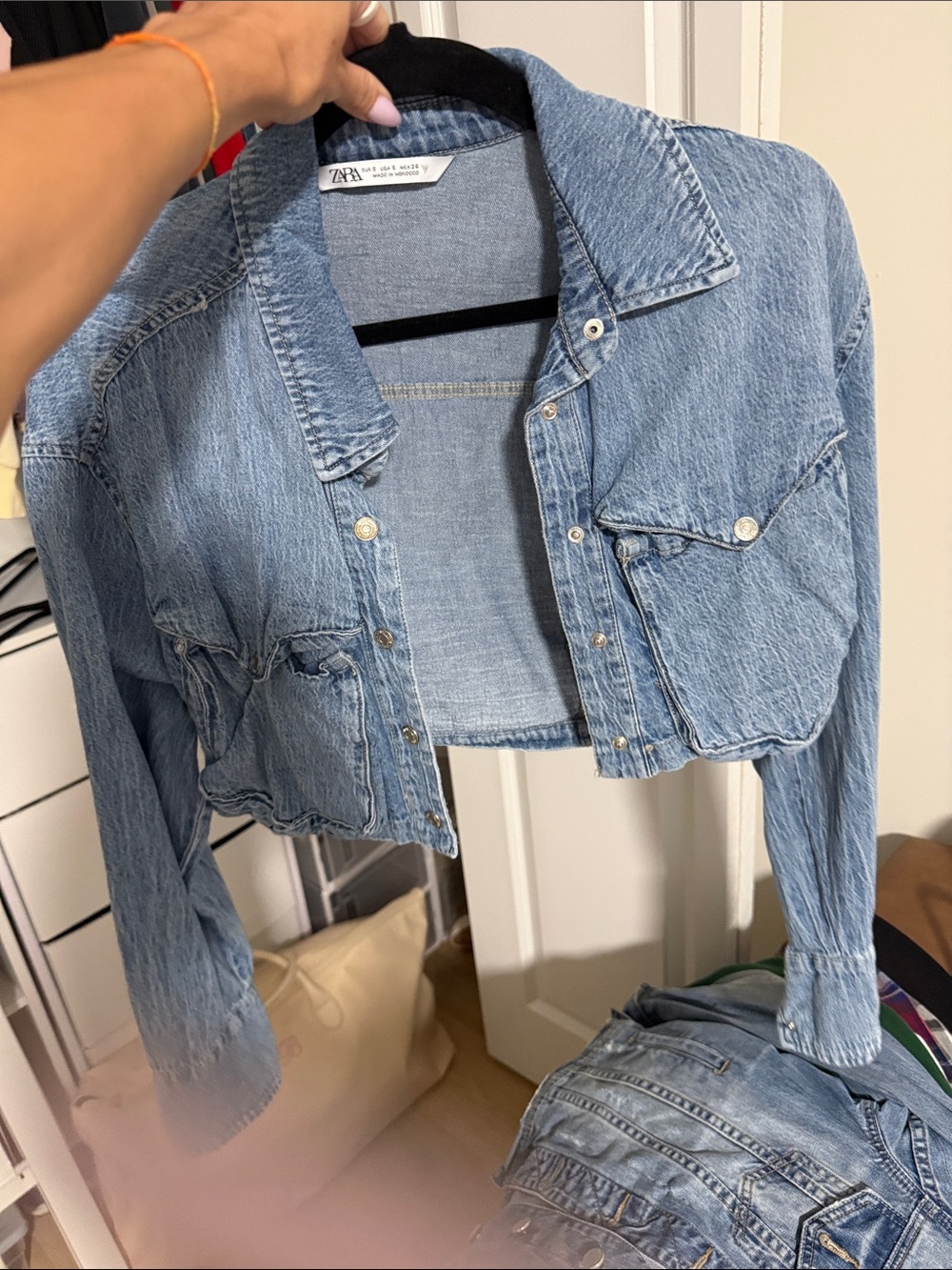 ZARA Light Blue Cropped Denim Jacket